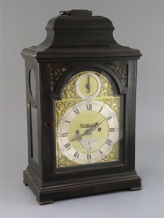 Benjamin Lockwood of Swaffham. A George III ebonised pearwood bracket clock, height 18in.